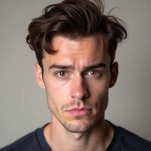 Headshot of comedian Davo Davidson, looking perplexed.