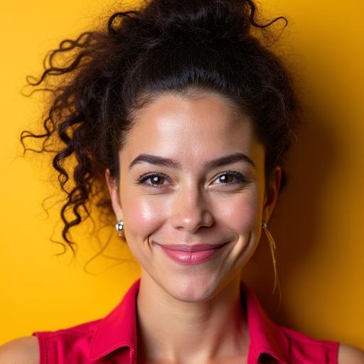 Headshot of comedian Tahlia Rivers, with a playful smirk.